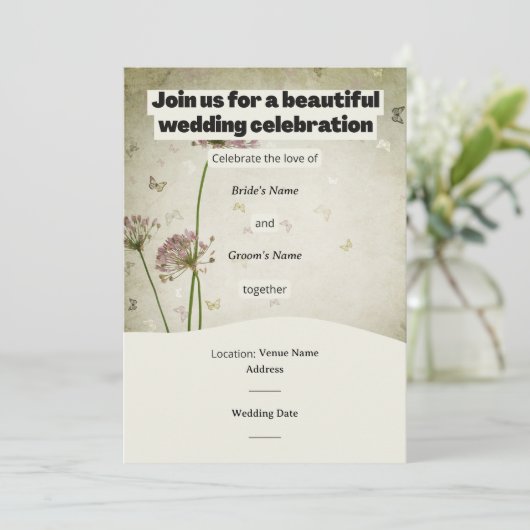 Rustic Wedding Invitation – Customizable Details Kaart (Staand voorkant)