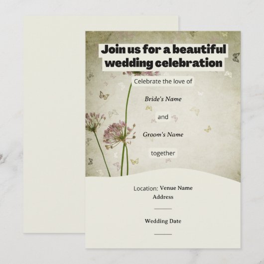 Rustic Wedding Invitation – Customizable Details Kaart (Voorkant / Achterkant)