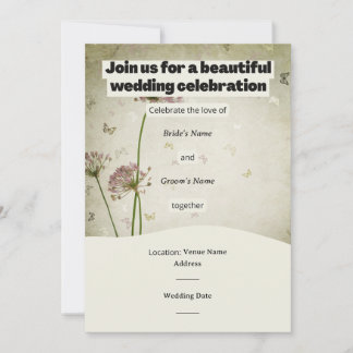 Rustic Wedding Invitation – Customizable Details Kaart