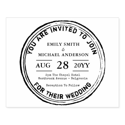 Rustic Wedding Invitation INK Stamp Trending 2018 Rubberstempel (Afrduk)