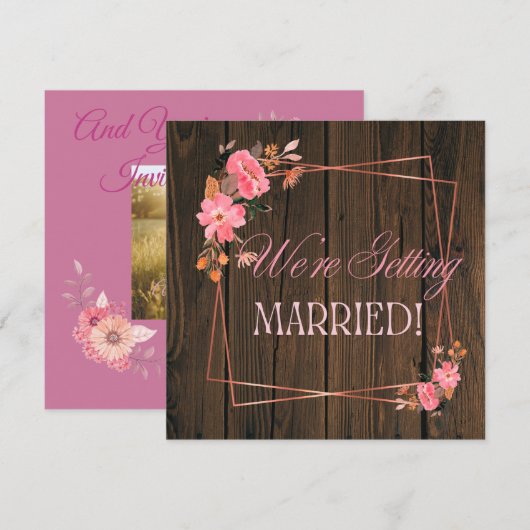 Rustic Wedding Invitation Kaart (Voorkant / Achterkant)