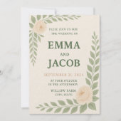Rustic Wedding Invitation - Sage and Blush Kaart (Voorkant)