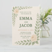 Rustic Wedding Invitation - Sage and Blush Kaart (Staand voorkant)
