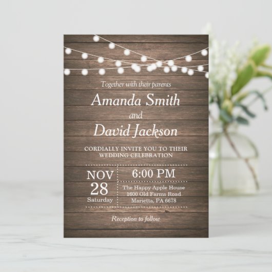 Rustic Wedding Invitation Wood Land  Kaart (Staand voorkant)
