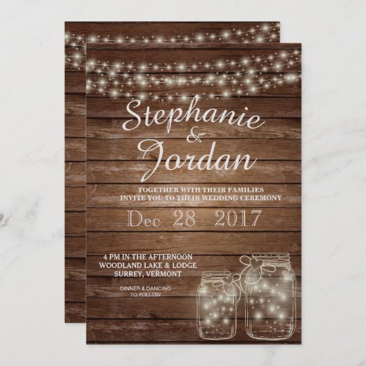 Rustic Wedding Invitations Kaart (Voorkant / Achterkant)