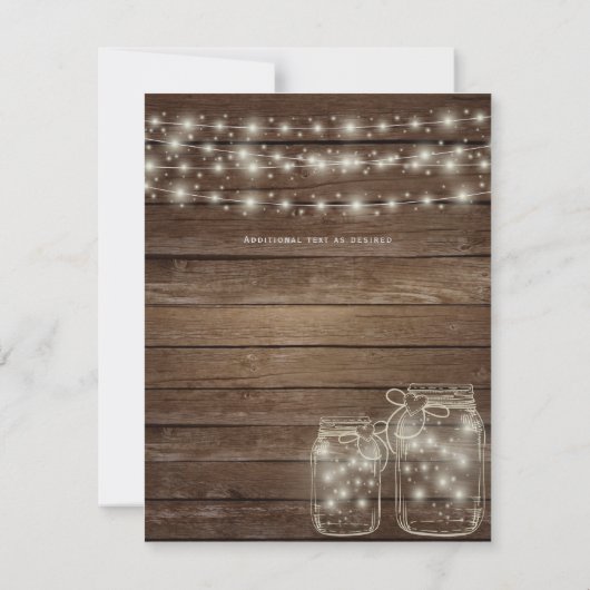 Rustic Wedding Invitations Mason Jars Lights (Achterkant)