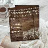 Rustic Wedding Invitations Mason Jars Lights Kaart