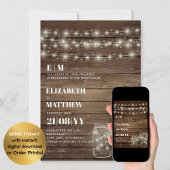 Rustic Wedding Invitations Mason Jars Lights Kaart