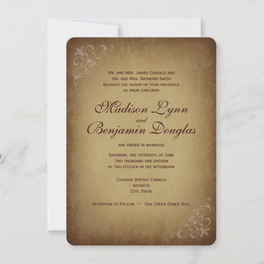  Rustic Wedding Invitations Rond Korners Kaart (Voorkant)