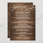 Rustic Wedding Itinerary - Wedding Welcome Letter Programmakaart (Voorkant / Achterkant)