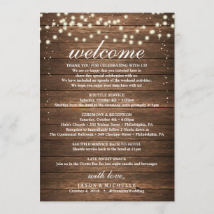 Rustic Wedding Itinerary - Wedding Welcome Letter Programmakaart