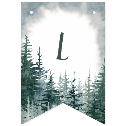 Rustic Wedding Just Married Bunting Banner (Eerste vlag)