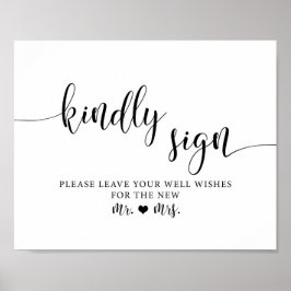 Rustic Wedding Kindly Sign Wishes Sign Poster