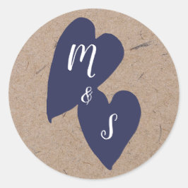 Rustic Wedding | Kraft Monogram Envelope Seal Ronde Sticker