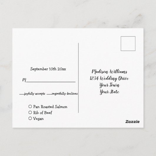 Rustic Wedding | Kraft Monogram Food Choice RSVP Briefkaart (Achterkant)
