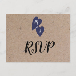 Rustic Wedding | Kraft Monogram Food Choice RSVP Briefkaart