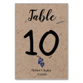 Rustic Wedding | Kraft Paper Monogram Navy Heart Kaart (Voorkant)