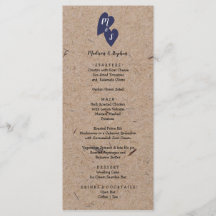 Rustic Wedding | Kraft Paper Monogram Navy Heart