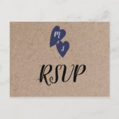 Rustic Wedding | Kraft Style Monogram Heart RSVP Briefkaart (Voorkant)