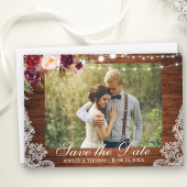 Rustic Wedding Lace Burgundy Floral Save the Date