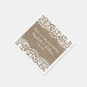 Rustic Wedding  Lace, Burlap Linen Custom Servet (Hoek)