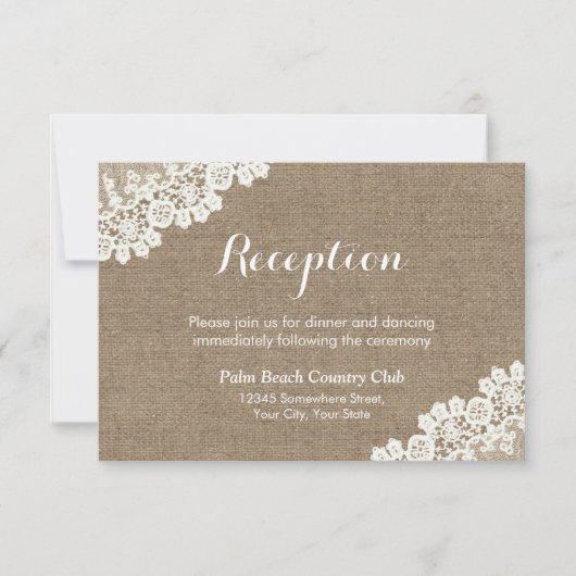 Rustic Wedding  Laced Burlap Kaart (Voorkant)