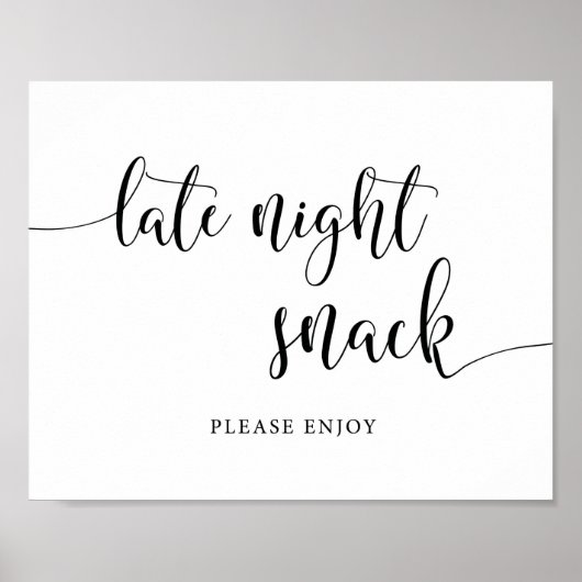 Rustic Wedding Late Night Snack Food Sign Poster (Voorkant)