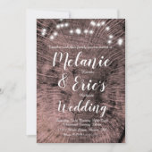 Rustic Wedding Log Lights Elegant Script Kaart (Voorkant)