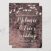 Rustic Wedding Log Lights Elegant Script Kaart (Voorkant / Achterkant)