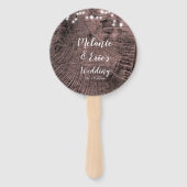 Rustic Wedding Log Lights Wedding Program Handje F Handwaaier (Voorkant)