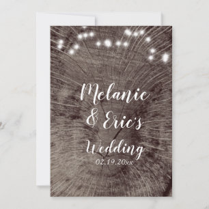 Rustic Wedding Log Lights Wedding Programme Kaart