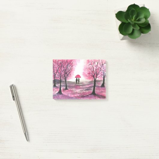 Rustic wedding love couple cherry blossoms tree post-it® notes (Kantoor)