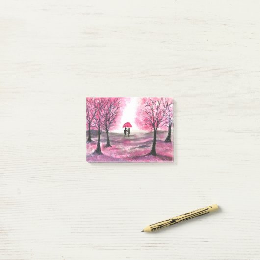 Rustic wedding love couple cherry blossoms tree post-it® notes (Op bureau)