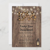 Rustic Wedding Love Sign Lantern & String Lights Kaart (Voorkant)