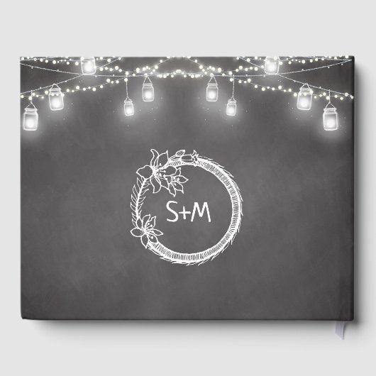 Rustic Wedding Mason Jar Black Guest Book Gastenboek (Achterkant)