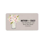 Rustic Wedding Mason Jar en Floral Etiket (Voorkant)