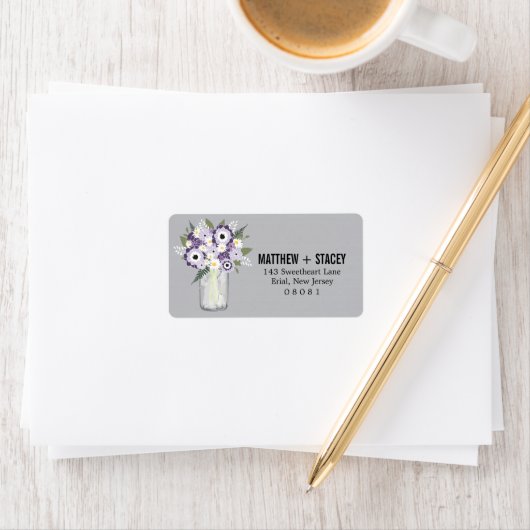 Rustic Wedding Mason Jar en Floral Etiket (Insitu)