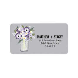 Rustic Wedding Mason Jar en Floral Etiket