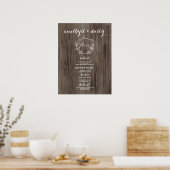 Rustic Wedding Menu Sign - Wooden look Poster (Keuken)