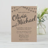 Rustic Wedding met String Lights op Kraft Paper Kaart (Staand voorkant)