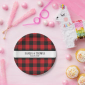 Rustic Wedding met zwarte en rode buffels Papieren Bordje (Feest)