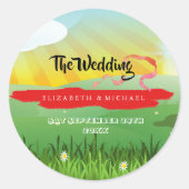 Rustic Wedding Modern Floral Festival Ronde Sticker (Voorkant)