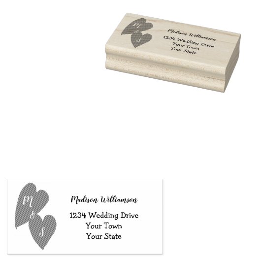 Rustic Wedding | Monogram adres van de hartterugke Rubberstempel (Gestempeld)