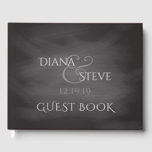 Rustic Wedding Monogram | eenvoudig schoolbord Gastenboek (Voorkant)