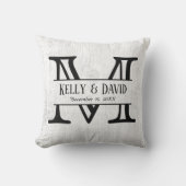 Rustic Wedding Monogram Elegant White Wood Kussen (Voorkant)