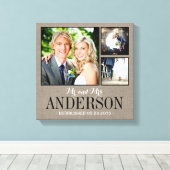 Rustic Wedding Monogram Foto Collage Canvas (Insitu (Houten vloer))