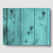 Rustic Wedding Monogram | turkoois verweerd hout Gastenboek (Achterkant)