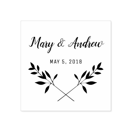 Rustic Wedding Monogram with Twigs Rubberstempel (Afrduk)