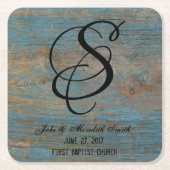 Rustic Wedding Monogram Worn Paint Kijk Onderzette Kartonnen Onderzetters (Voorkant)