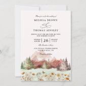 Rustic Wedding Mountain Wildflower QR Code Wedding Kaart (Voorkant)
